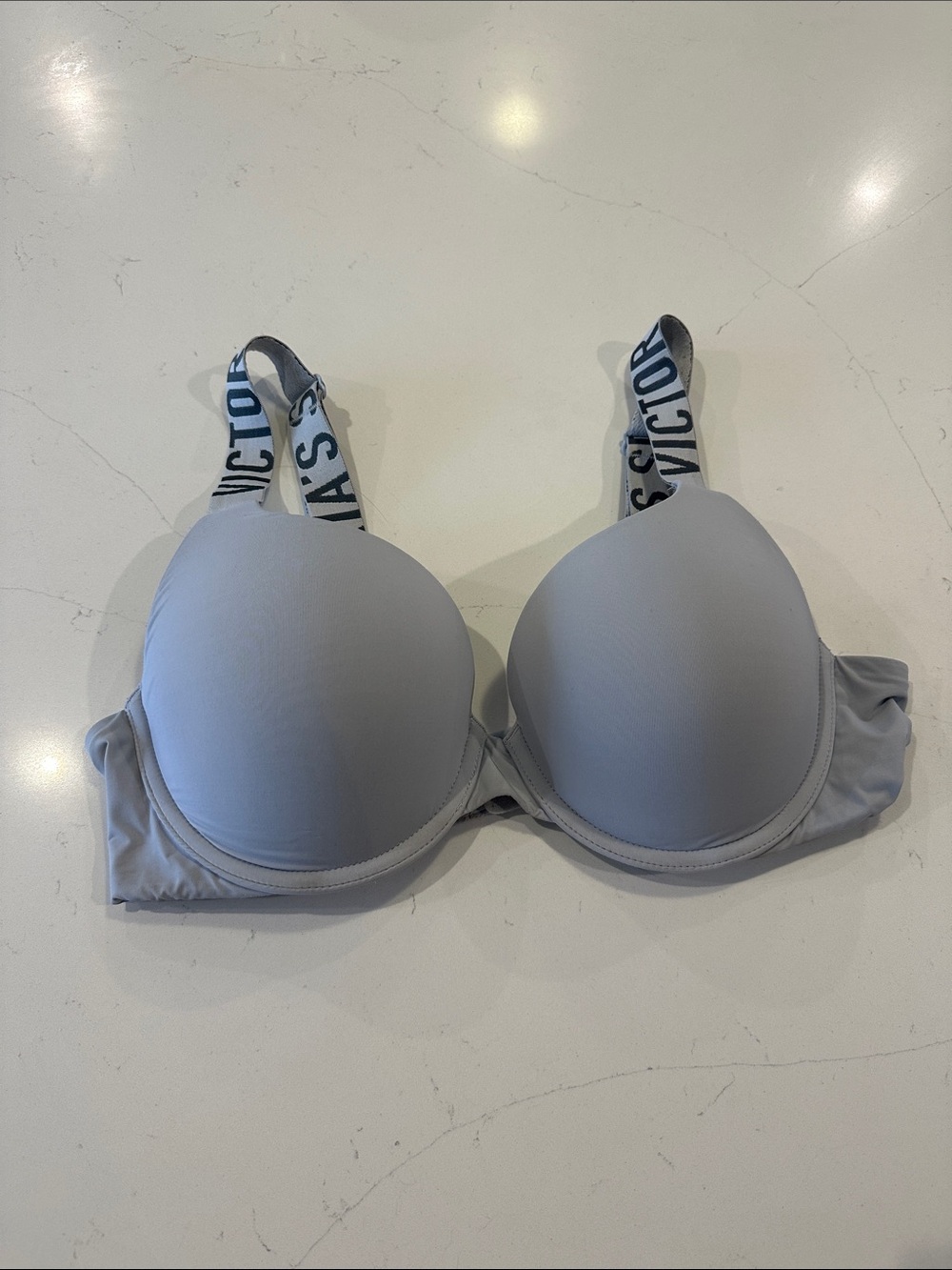 Victoria's Secret Light Gray Padded Bra with Logo Straps